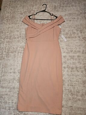 Premier Blush Pink Off-Shoulder Midi Dress